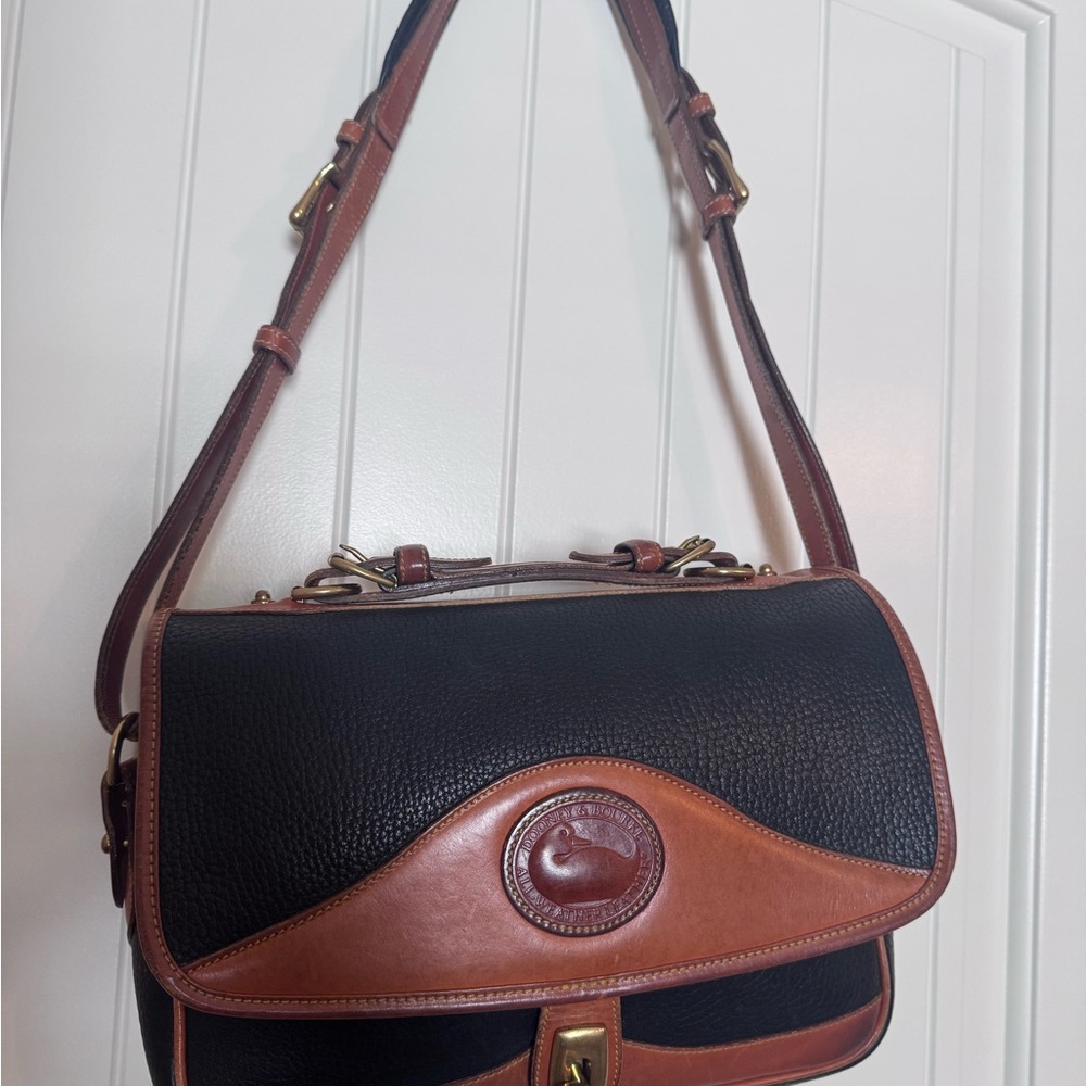 Dooney & Bourke Navy and Tan Leathee Crossbody Bag